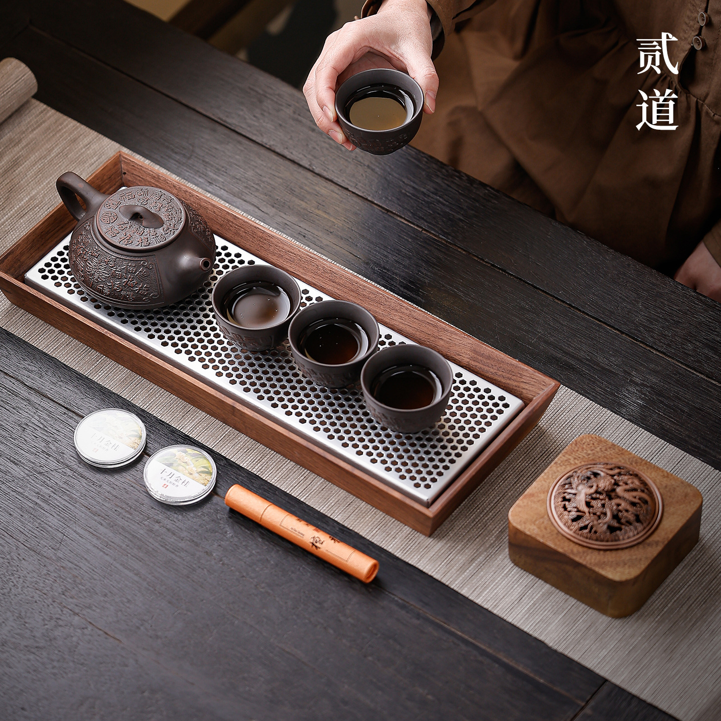 Guochao Forbidden City Cultural and Creative Tea Set Gift Set for Clients, Practical Business Corporate Gifts with Logo Printing - Image 2