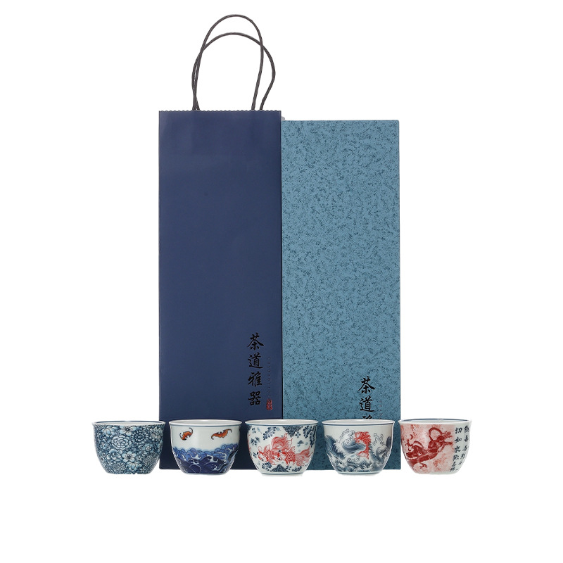 Forbidden City Cultural and Creative National Trend Blue and White Master Cup Gift Box Kung Fu Tea Cup for Elders and Clients Annual Meeting Business Souvenirs - Image 5