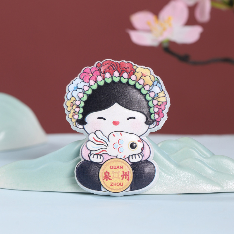 Minnan Cultural and Creative Tang Xiaoyuan Flower Girl Resin Refrigerator Magnet Decoration Resin Magnet Quanzhou Cultural Tourism Souvenir Gift - Image 3