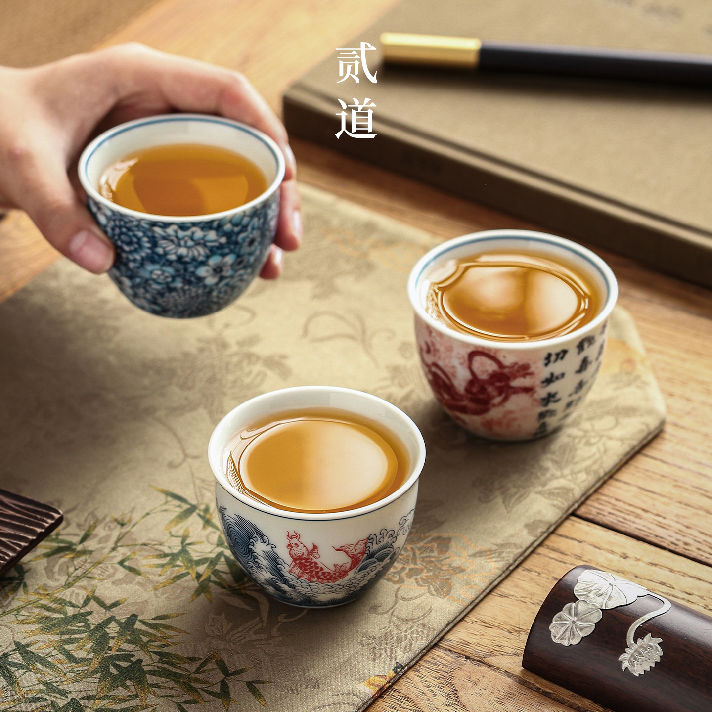 Forbidden City Cultural and Creative National Trend Blue and White Master Cup Gift Box Kung Fu Tea Cup for Elders and Clients Annual Meeting Business Souvenirs - Image 2