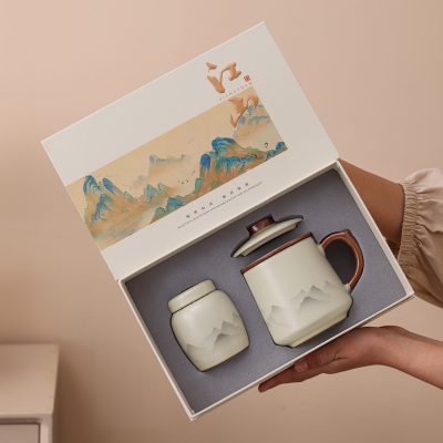 New Style Ru Kiln Ceramic Office Mugs, Company Annual Meeting Business Gifts, Corporate Opening Gifts for Clients and Employees