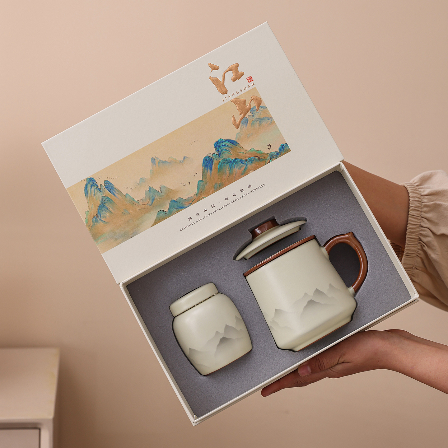 New Style Ru Kiln Ceramic Office Mugs, Company Annual Meeting Business Gifts, Corporate Opening Gifts for Clients and Employees