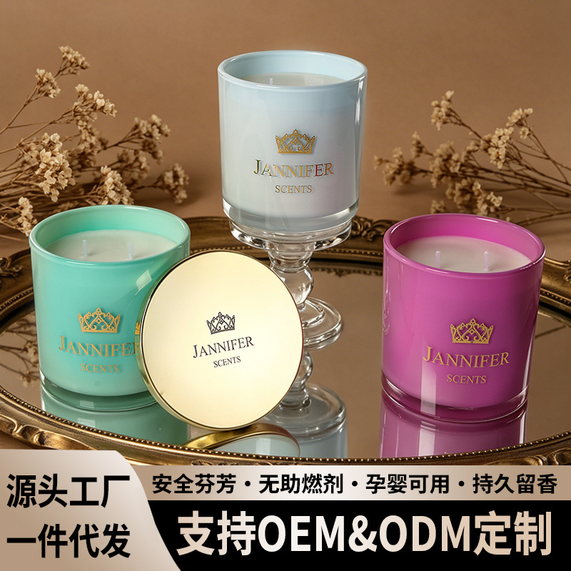 Soybean Scented Candles for Indoor Use, Long-Lasting Double-Wick Large Candles, Gift Souvenirs, Fragrance Cross-Border Wholesale Customization