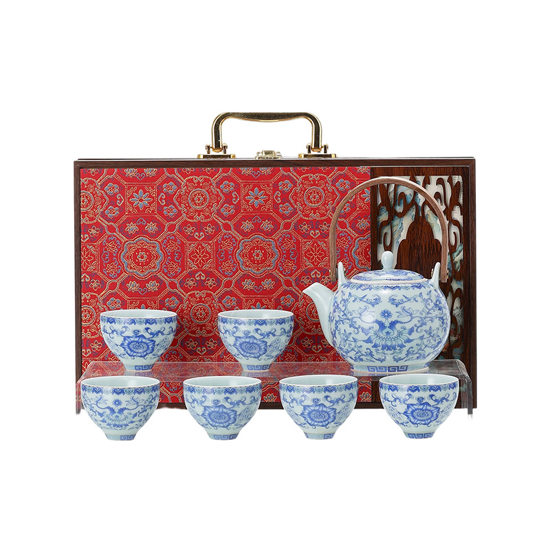 Chinese Style Cultural and Creative Blue and White Kung Fu Tea Set High-End Souvenir Company Annual Meeting Business Gift for Clients with Logo - Image 5