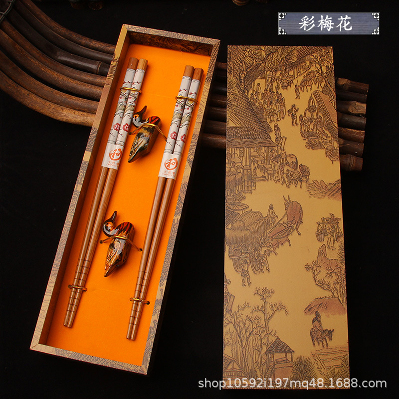 Bamboo Chopsticks Gift Box Set Chinese Style Retro Gift Cultural Creative National Trend Special Gift for Foreigners Solid Wood Chinese Style Gift - Image 4