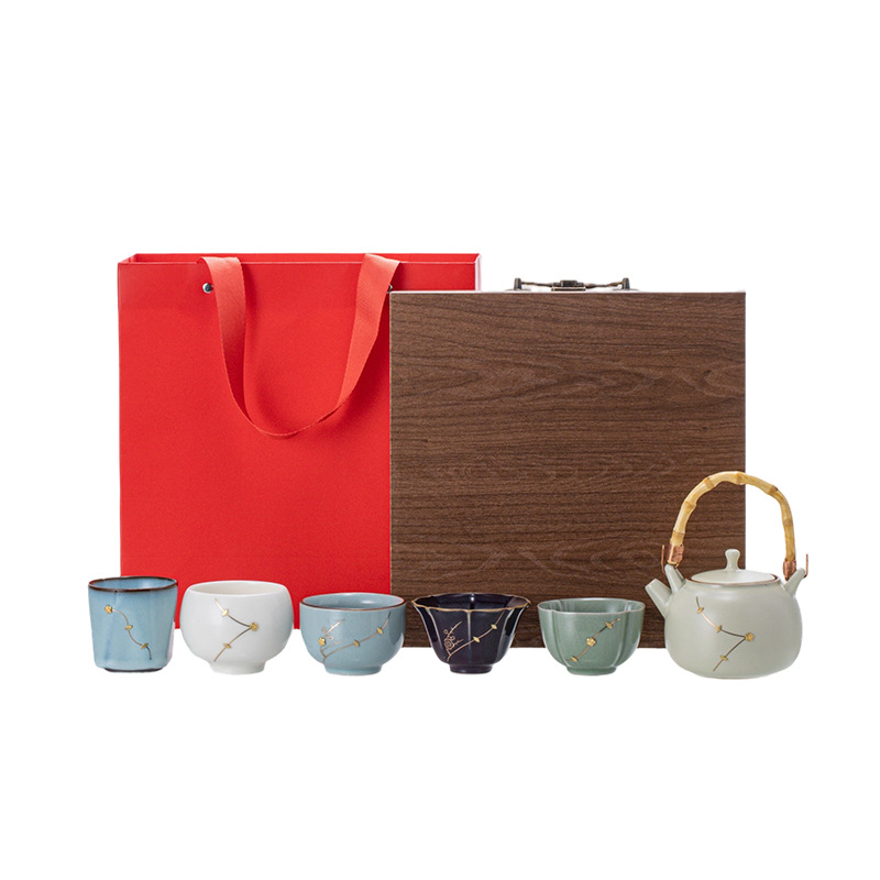 Five Famous Kiln Tea Sets, High-End National Trend Kung Fu Ceramic Tea Cups, Cultural and Creative Gift Boxes, Housewarming and Retirement Souvenirs - Image 5