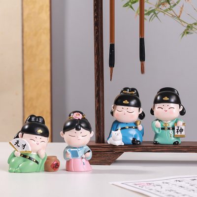 Chinese Style Eterious Celebrate Resin Ornaments Creative Home Office Desktop Decoration Small Ornaments Li Bai Doll Doll