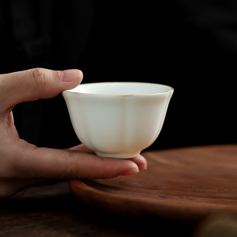 Chinese Trendy Cultural and Creative Tianqing Ru Kiln Kung Fu Tea Set Ceramic Master Cup High-End Tea Cup Tea Bowl Souvenir - Image 2