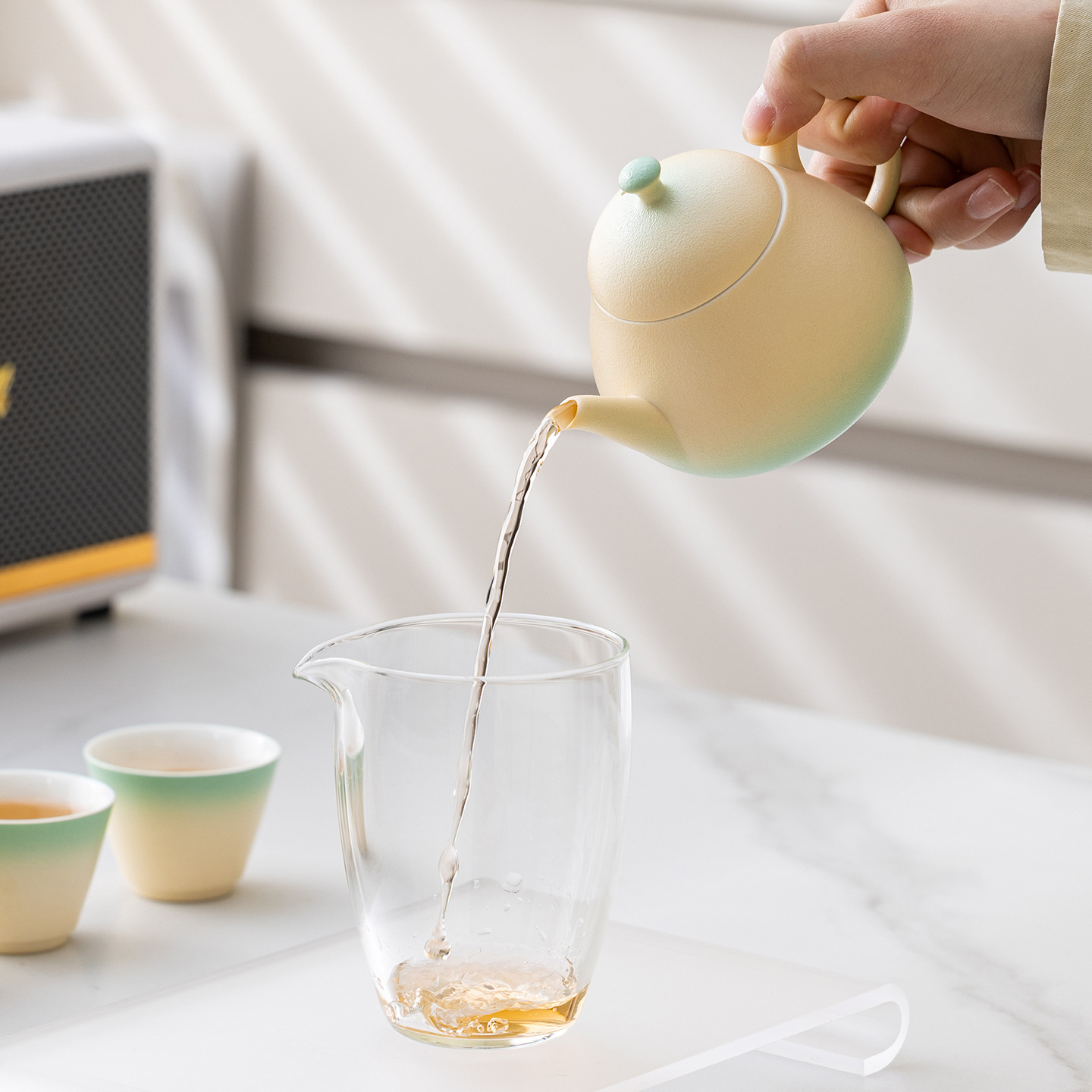 Gradient Ceramic Tea Set Gift Set for Elders and Leaders, Company Meeting Souvenirs, Gift Box with Logo Options - Image 3
