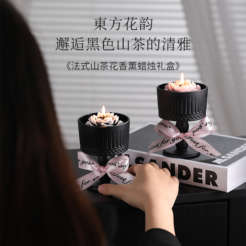 Elegant Camellia Aromatherapy Gift Box Birthday High-End Gift Holiday Souvenir Soy Wax Essential Oil Fragrance Ornament - Image 2