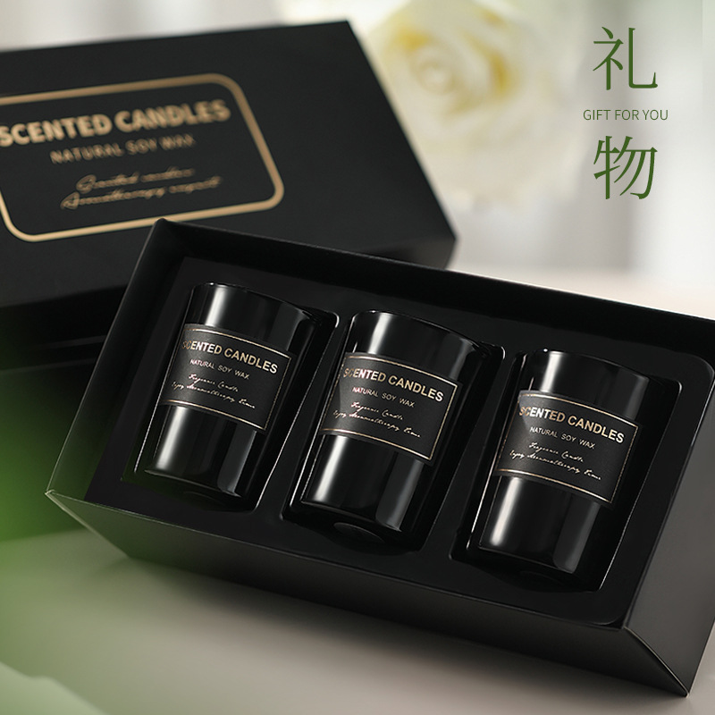 Aromatherapy Candles, Three-Pack Gift Box, High-End Soy Wax, Long-Lasting Indoor Fragrance, Wedding and Birthday Souvenir Ornaments