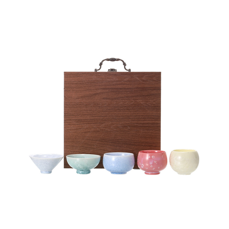 Chinese Style Forbidden City Cultural and Creative Crystal Kiln Tea Cup Set Five-Element Cup Kung Fu Tea Master Cup Tea Bowl Gift Box Souvenir - Image 5
