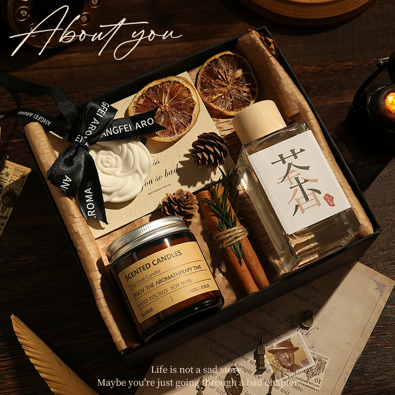 Aromatherapy Essential Oil Gift Box, Bedroom High-End Scented Candle Set, Long-Lasting Gypsum Hanging Diffuser Stone Ornament Wholesale