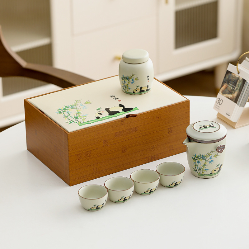 Forbidden City National Trend Cultural and Creative Tea Set Gift Box Light Luxury High-End Ru Porcelain Quick Cup Practical Business Gift Souvenir - Image 2