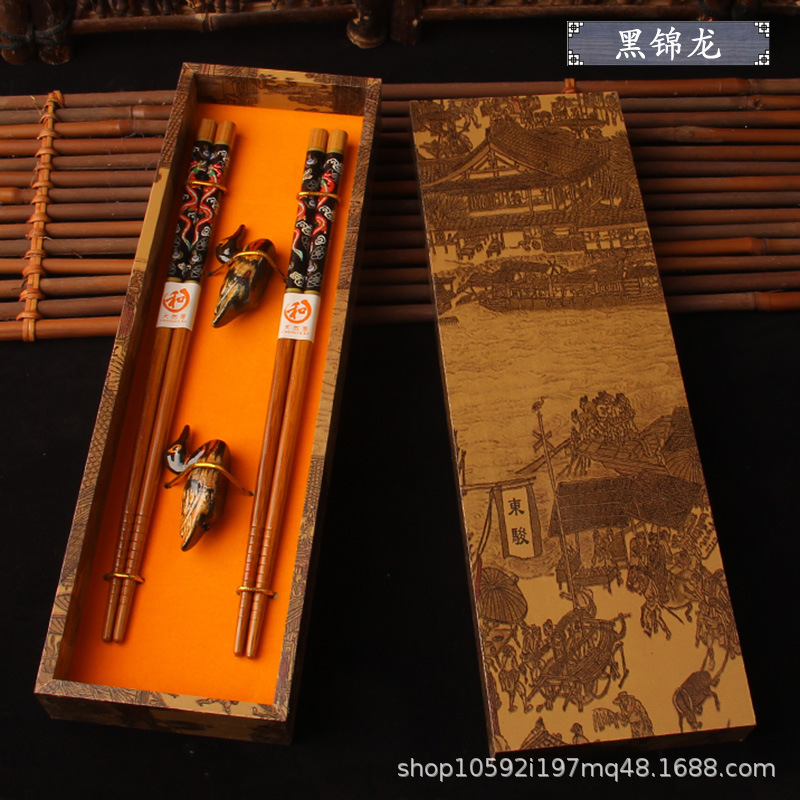Bamboo Chopsticks Gift Box Set Chinese Style Retro Gift Cultural Creative National Trend Special Gift for Foreigners Solid Wood Chinese Style Gift - Image 3