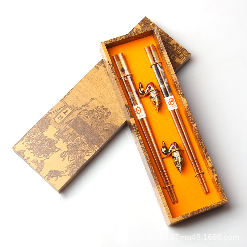 Bamboo Chopsticks Gift Box Set Chinese Style Retro Gift Cultural Creative National Trend Special Gift for Foreigners Solid Wood Chinese Style Gift - Image 5
