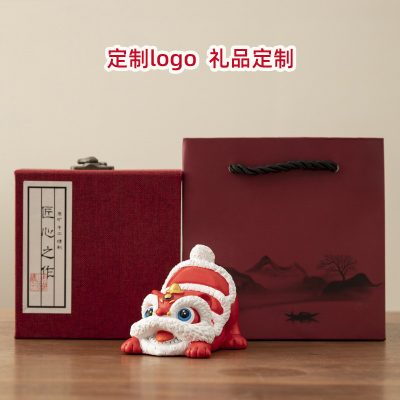 Chinese Style Lion Dance Creative Ornaments High-End Niche Mobile Phone Holder Desktop Decoration Crafts Birthday Gifts