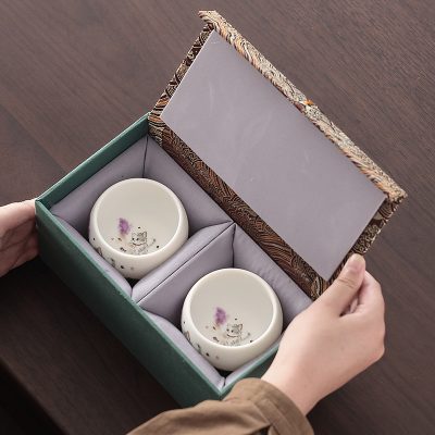Master Cup Single Cup Pair Tea Cup Tea Bowl Jade Tea Set Tasting Cup High-End Practical Gift for Elders
