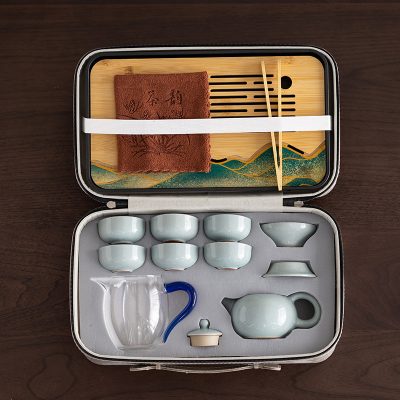 Kung Fu Travel Tea Set Home Outdoor Portable Tea Drinking 2025 New Style Covered Bowl Tea Cup Teapot Complete Set of Tea Making