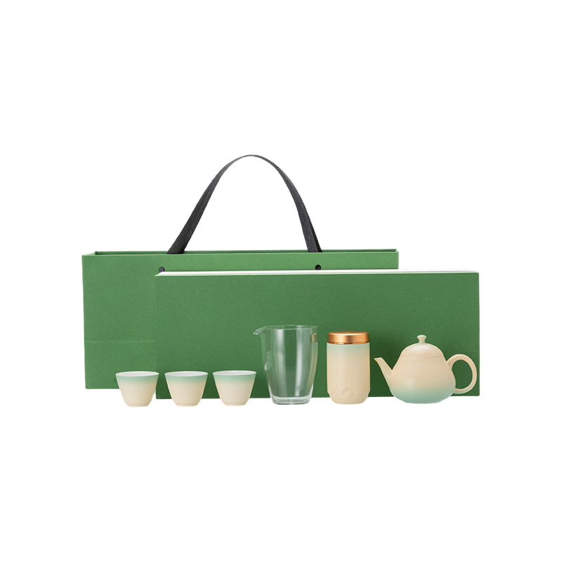 Gradient Ceramic Tea Set Gift Set for Elders and Leaders, Company Meeting Souvenirs, Gift Box with Logo Options - Image 5