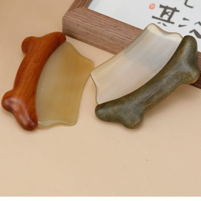 Two color options for natural horn and sandalwood Gua Sha board